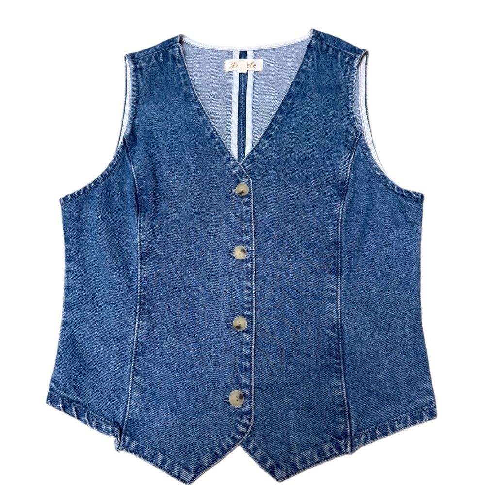 Listicle Denim Vest with Button Detail